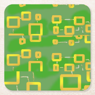 Posavasos Cuadrado De Papel Monstruo de papel geométrico de resumen verde