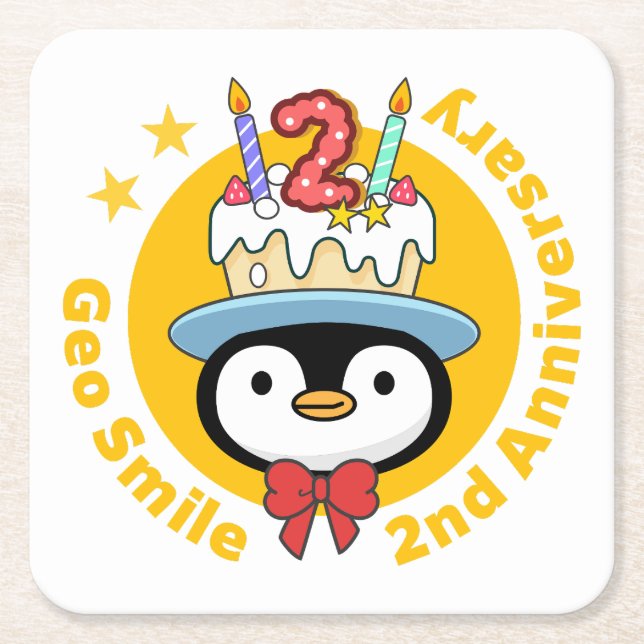 Posavasos Cuadrado De Papel Monstruo de papel GeoSmile (Anverso)