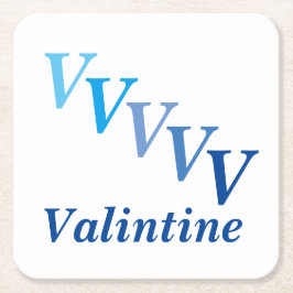 Posavasos Cuadrado De Papel Monstruo de papel - Nombre e iniciales (azul)