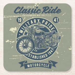 Posavasos Cuadrado De Papel Monstruo de papel para diseño de motocicletas mili