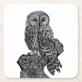 Posavasos Cuadrado De Papel Monstruo de tablas de búho