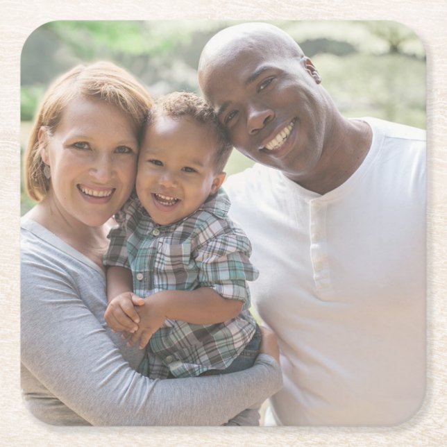 Posavasos Cuadrado De Papel Monstruo fotográfico personalizado (Anverso)