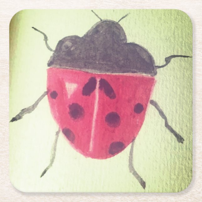 Posavasos Cuadrado De Papel Monstruo Ladybird/Ladbug (Anverso)