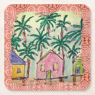 Posavasos Cuadrado De Papel Monstruo - Pintazo-2 de la cabina tropical