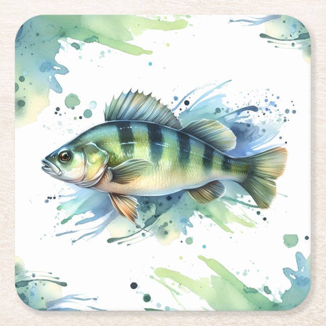 Posavasos Cuadrado De Papel Monstruo - Serie acuarela: Percha (Anverso)