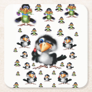 Posavasos Cuadrado De Papel montaña de aves