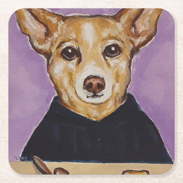 Posavasos Cuadrado De Papel Montaña de papel de juez (Anverso)