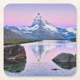 Posavasos Cuadrado De Papel Montaña Matterhorn en Zermatt, Suiza