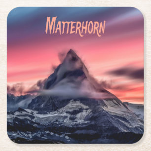 Posavasos Cuadrado De Papel Montaña Matterhorn Europa Alpes Suiza Italia