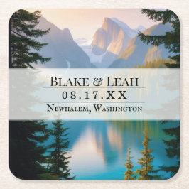 Posavasos Cuadrado De Papel Montaña personalizable Boda 