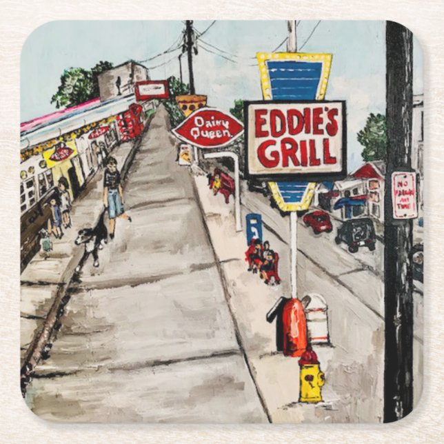 Posavasos Cuadrado De Papel Montaña rusa "Geneva - On the Lake Street View" (Anverso)