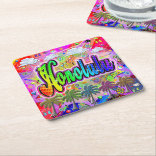 Posavasos Cuadrado De Papel Montaña Rusa Honolulu Vista Express