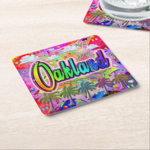 Posavasos Cuadrado De Papel Montaña rusa Oakland Vista Express