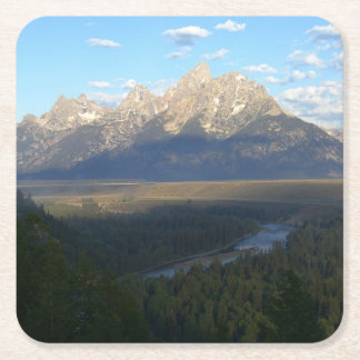 Posavasos Cuadrado De Papel Montañas Jackson Hole (Parque Nacional del Gran Te