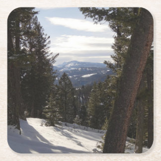 Posavasos Cuadrado De Papel Montañas Madison en invierno en Montana