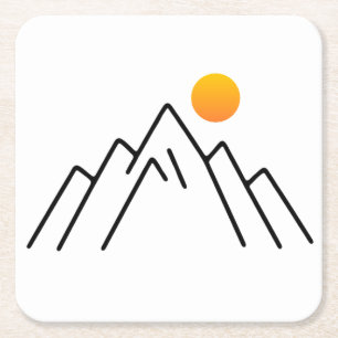 Posavasos Cuadrado De Papel Montañas minimalistas: Un diseño inspirado en la n