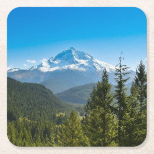 Posavasos Cuadrado De Papel Montañas Monte Hood Oregon