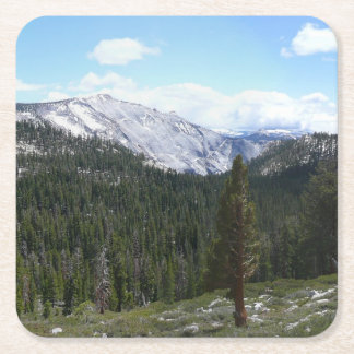 Posavasos Cuadrado De Papel Montañas Sierra Nevada II desde Yosemite