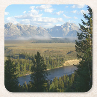 Posavasos Cuadrado De Papel Montañas y río de Jackson Hole