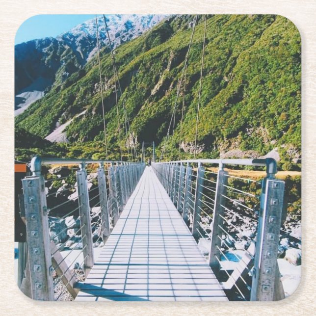 Posavasos Cuadrado De Papel Monte Cook - Nueva Zelanda (Anverso)