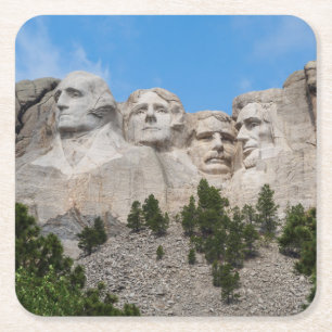 Posavasos Cuadrado De Papel Monte Rushmore en la primavera