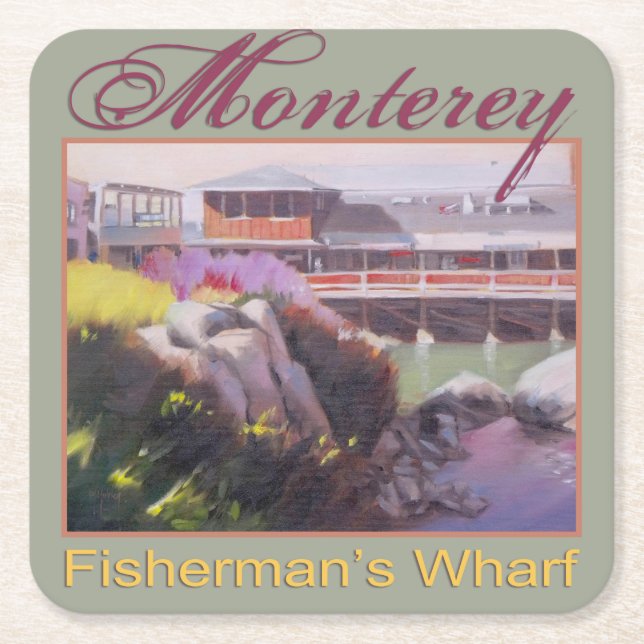 Posavasos Cuadrado De Papel Monterey Fishermans Wharf Scenic California Coast (Anverso)