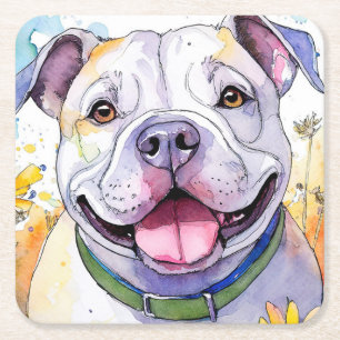 Posavasos Cuadrado De Papel Montura de papel de bulldog