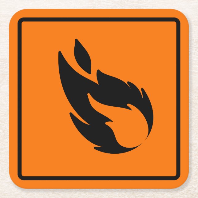 Posavasos Cuadrado De Papel Montura de papel de Rótulo de fuego (Anverso)