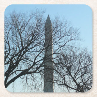 Posavasos Cuadrado De Papel Monumento a Washington en el paisaje invernal I
