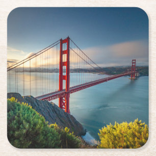 Posavasos Cuadrado De Papel Monumentos Golden Gate San Francisco