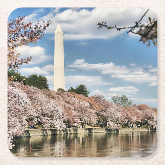 Posavasos Cuadrado De Papel Monuments | Washington Memorial (Anverso)