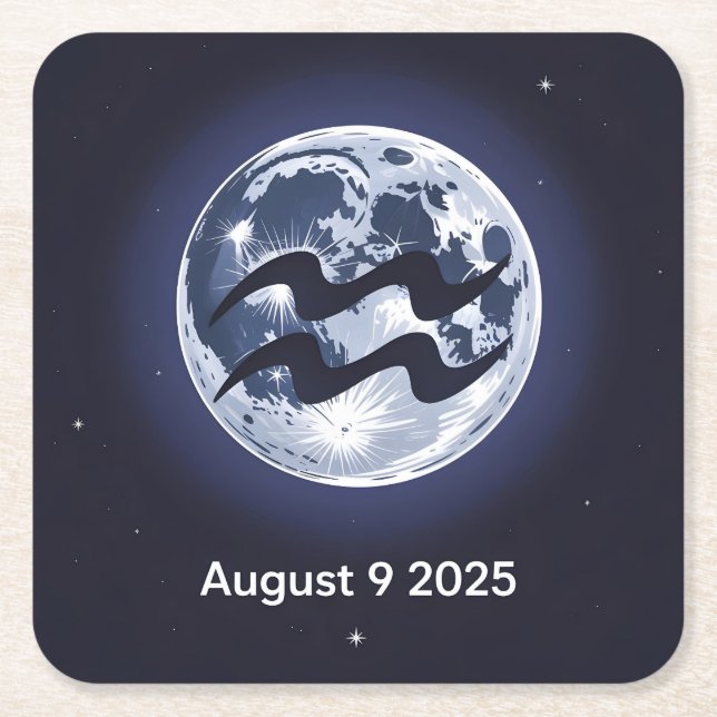 Posavasos Cuadrado De Papel Moon Aquarius Coaster Set (Anverso)