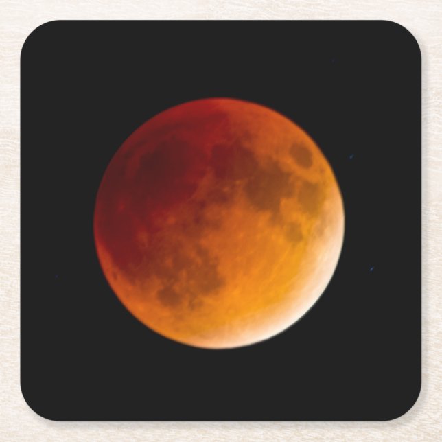Posavasos Cuadrado De Papel Moon Eclipse Blood Moon | Mendota Heights (Anverso)