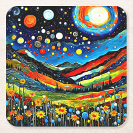 Posavasos Cuadrado De Papel Moonlit Mountain Meadow 4