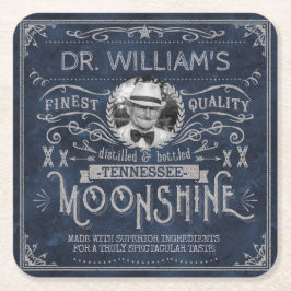Posavasos Cuadrado De Papel Moonshine Vintage Hillbilly Medicine Personalizado