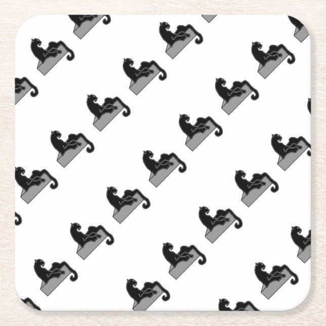 Posavasos Cuadrado De Papel moreno negro (Anverso)