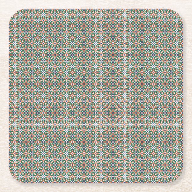 Posavasos Cuadrado De Papel Moroccan Zellige Pattern Geometric Coaster (Anverso)
