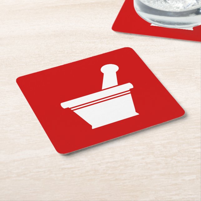 Posavasos Cuadrado De Papel Mortero y Pestle (En perspectiva)