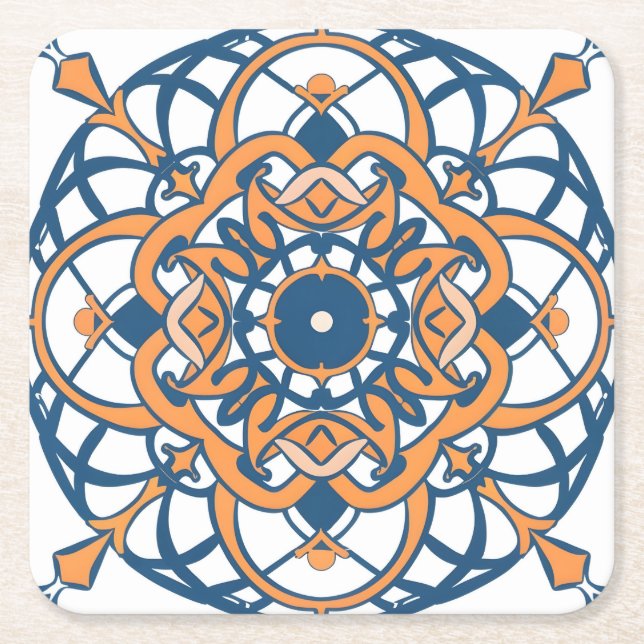 Posavasos Cuadrado De Papel Mosaico andaluz marroquí (Anverso)