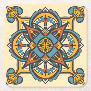 Posavasos Cuadrado De Papel Mosaico andaluz marroquí