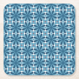 Posavasos Cuadrado De Papel Mosaico azul y blanco