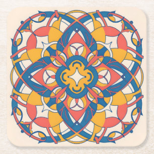 Posavasos Cuadrado De Papel mosaico de azulejo artesanal