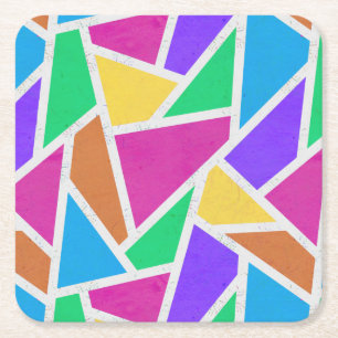 Posavasos Cuadrado De Papel Mosaico de colores vivos del arcoiris