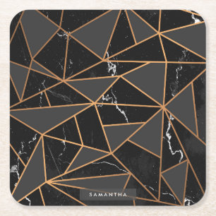 Posavasos Cuadrado De Papel Mosaico dorado de mármol