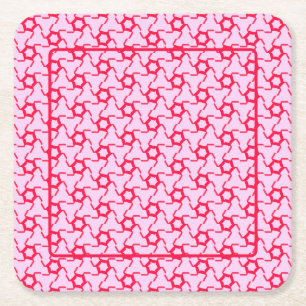 Posavasos Cuadrado De Papel Mosaico rosa y rojo