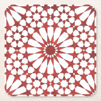 Posavasos Cuadrado De Papel Mosaïque andalouse rouge ALHAMBRA
