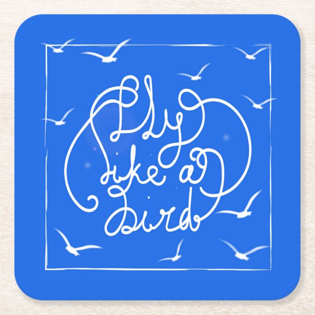 Posavasos Cuadrado De Papel Mosca como un pájaro (Anverso)