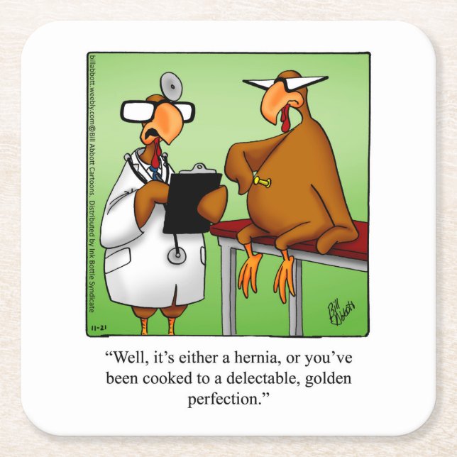 Posavasos Cuadrado De Papel Mostradores de Humor Bar de Acción de Gracias (Anverso)