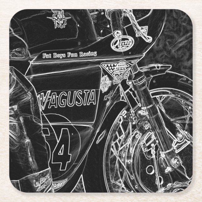 Posavasos Cuadrado De Papel Motocicleta 1 coastercnm (Anverso)