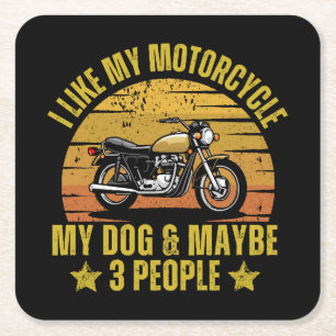 Posavasos Cuadrado De Papel Motocicleta de perro